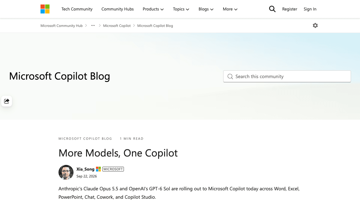 Microsoft Tech Communityのページ