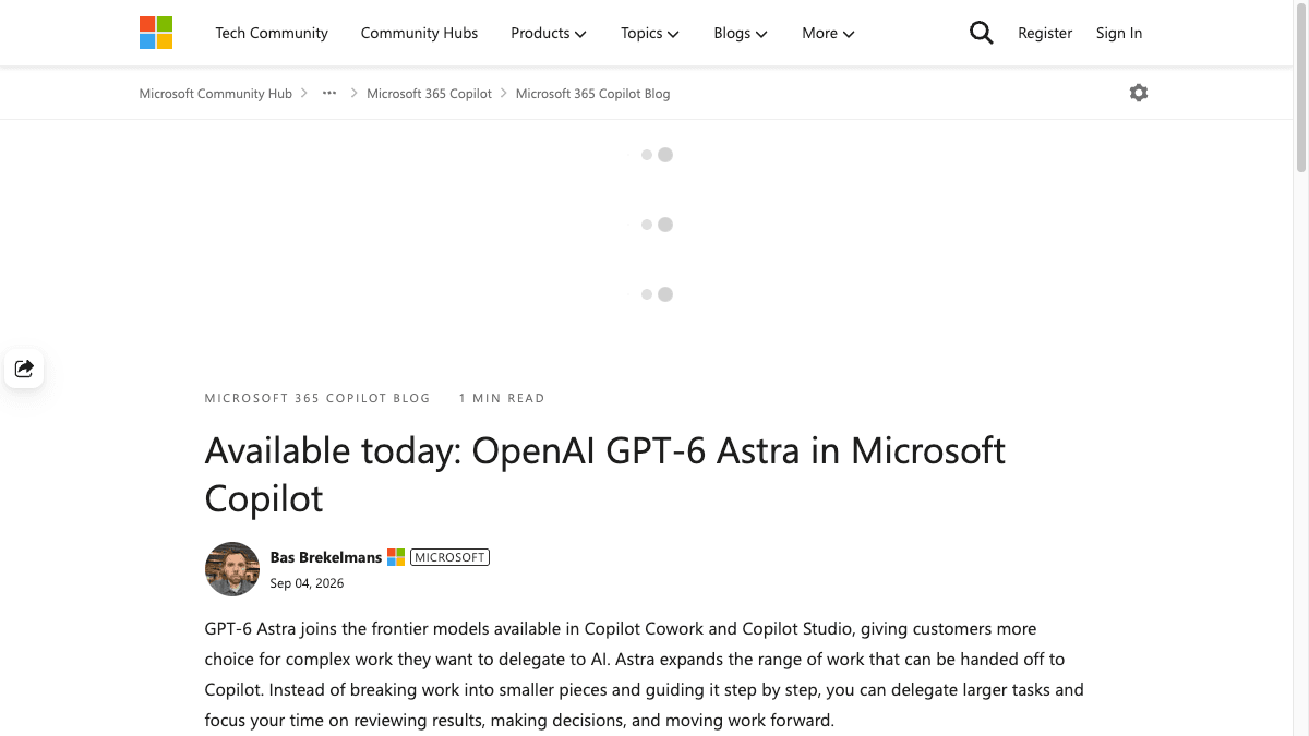 Microsoft Tech Communityのページ