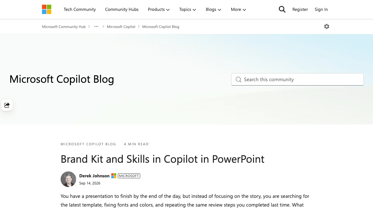 Microsoft Tech Communityのページ