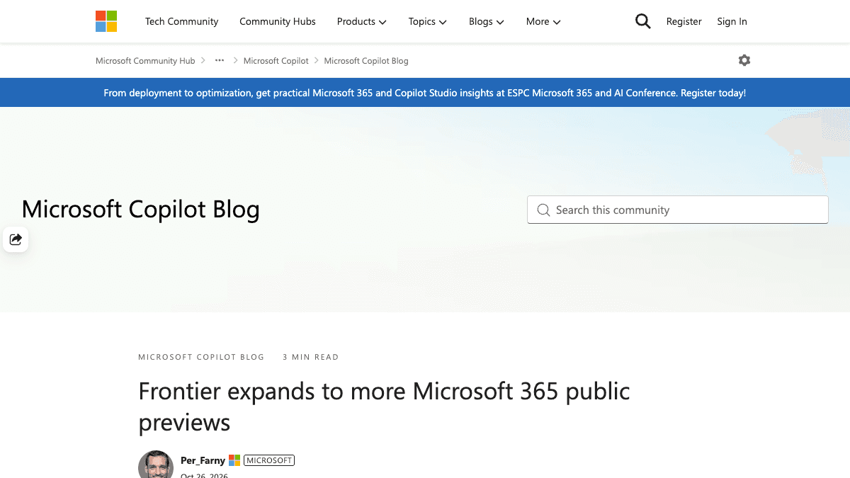 Microsoft Tech Communityのページ