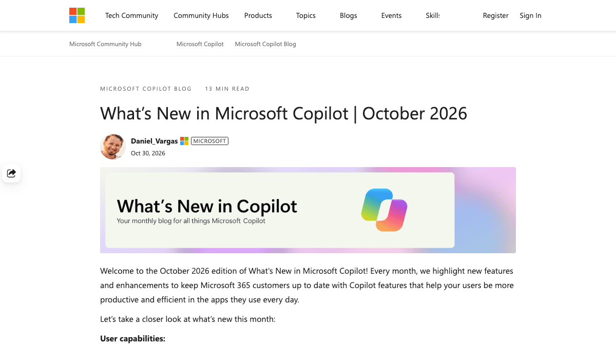 Microsoft Tech Communityのページ