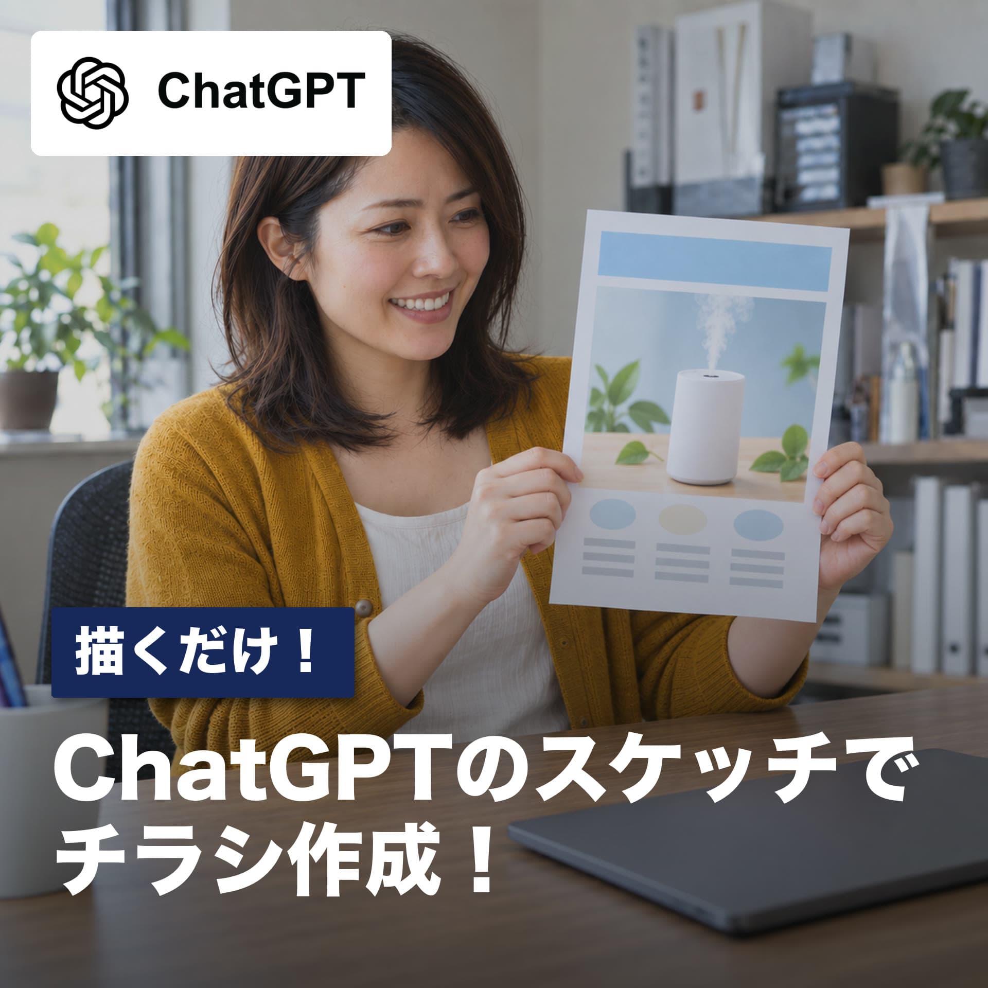 紙もソフトもいらない！画面に描いたラフが1分でチラシになる