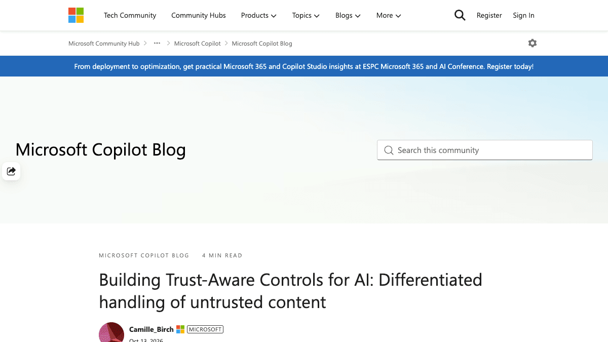 Microsoft Tech Communityのページ