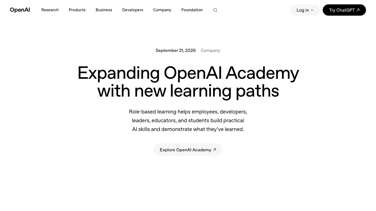 OpenAIのページ