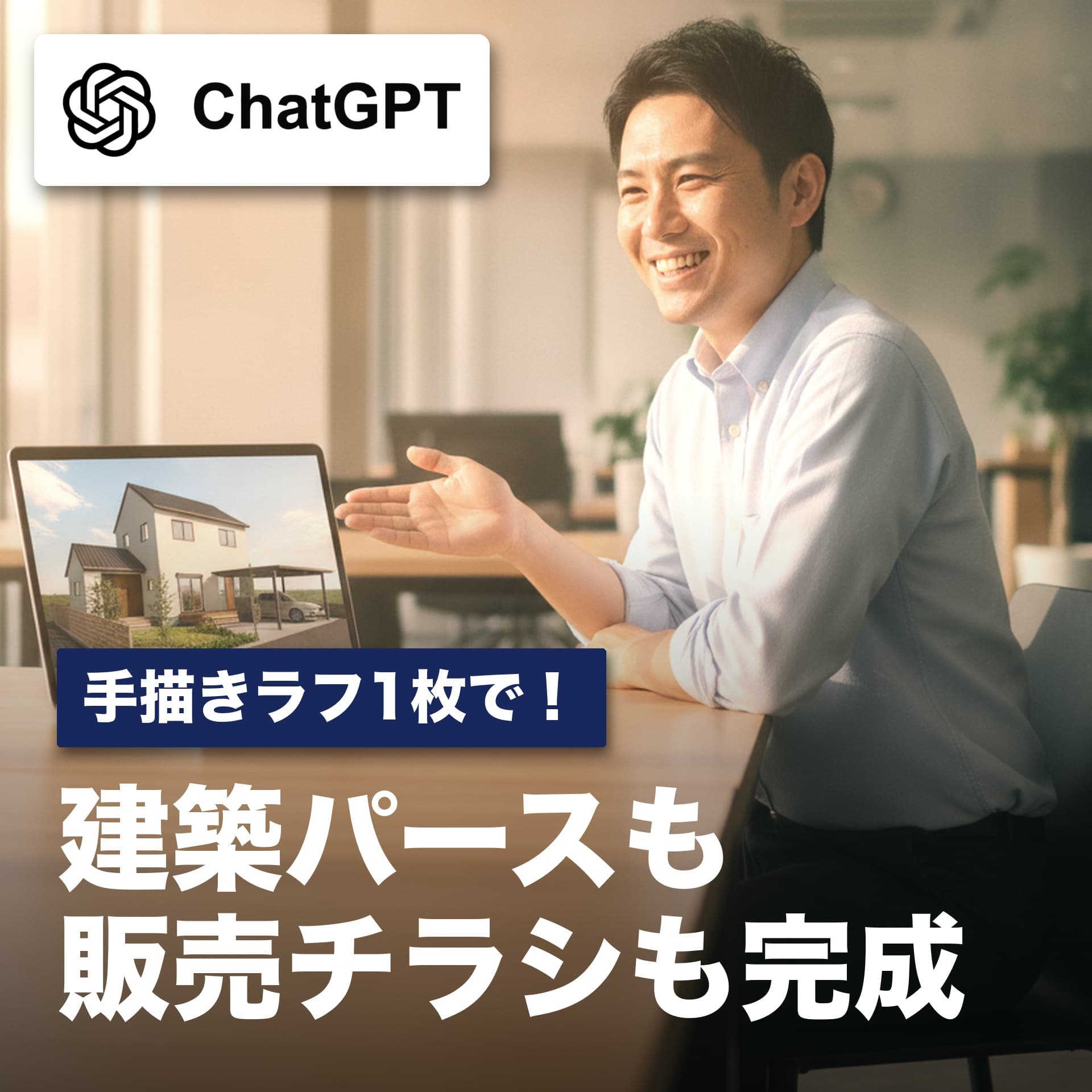 ソフトなしで数十秒!手描きラフから建築パースと販売チラシまで一発作成